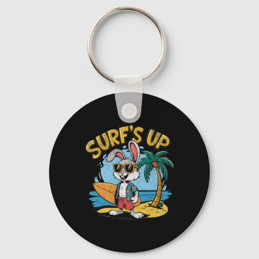 Porte-clés Lapin surfeur sur planche de surf Summer Ret (Recto)
