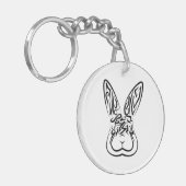 Porte-clés Lapin tribal noir et blanc (Devant gauche)