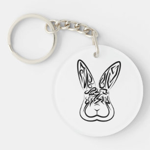 Porte-clés Lapin tribal noir et blanc