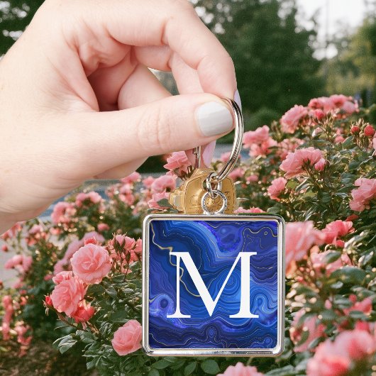 Porte-clés Lapis Lazuli Monogrammé