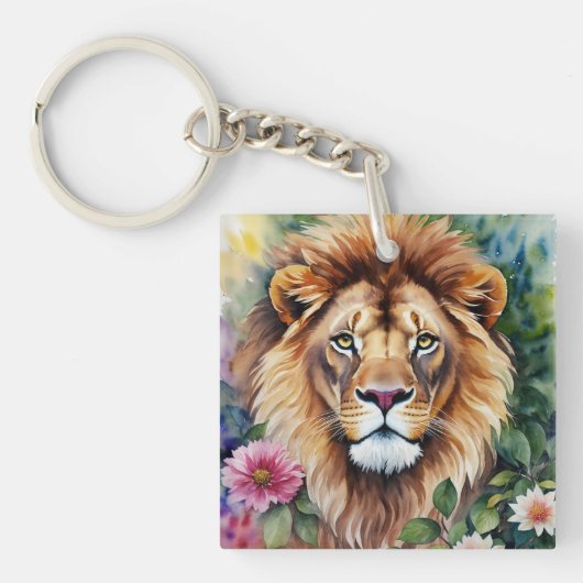 Porte-clés L'aquarelle de Lion Floral Art (Devant)