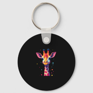 Porte-clés L'art animal africain La girafe colorée pour drôle