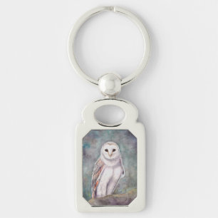 Porte-clés L'Art Aquarelle de la Chouette Effraie Sauvage