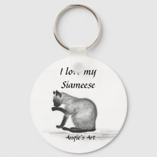 Porte-clés L'art "chat d'Angie de Siameese "