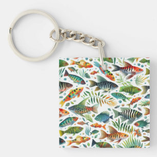 Porte-clés L'art coloré du poisson sous-marin
