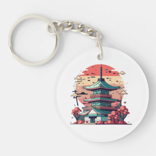 Porte-clés L'art du bâtiment coloré du Japon