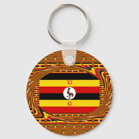 Porte-clés L'Art Vibrant Ouganda Inspiré Du Drapeau (Recto)