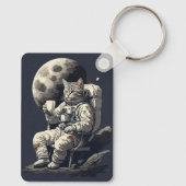 Porte-clés L'astronaute Chat ayant une coupe de café (Verso)