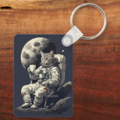 Porte-clés L'astronaute Chat ayant une coupe de café (Verso)