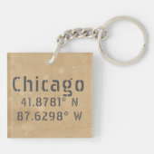 Porte-clés Latitude de Chicago (Dos)