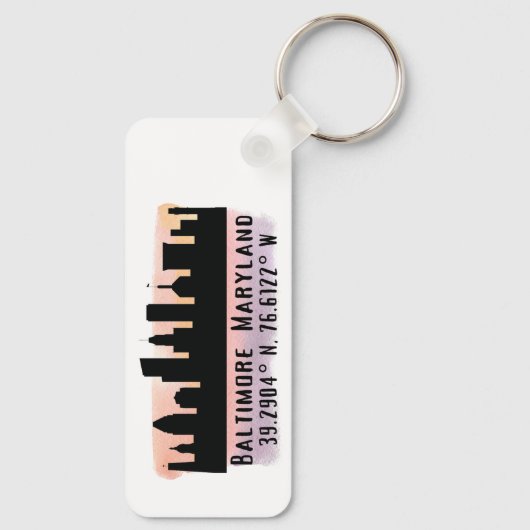 Porte-clés Latitude et longitude de Baltimore Skyline (Verso)