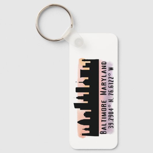 Porte-clés Latitude et longitude de Baltimore Skyline (Recto)
