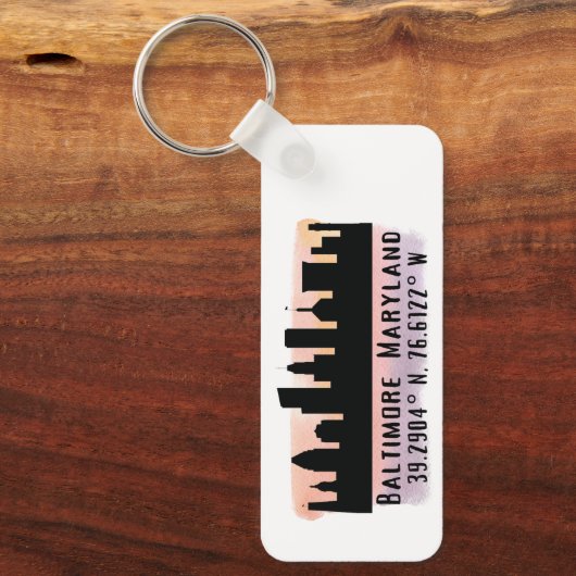 Porte-clés Latitude et longitude de Baltimore Skyline (Recto)