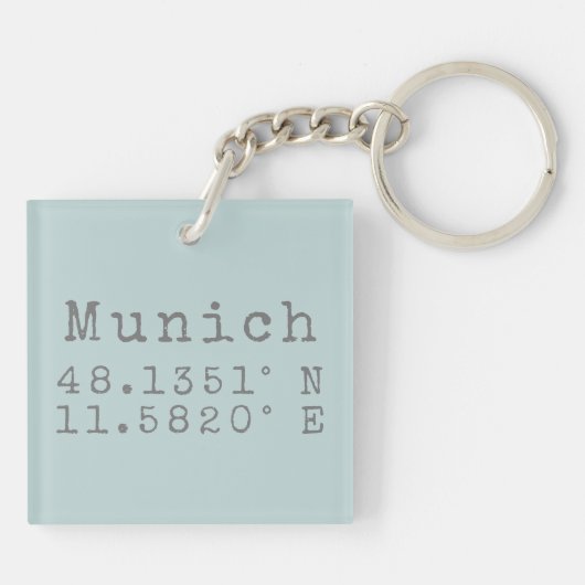 Porte-clés Latitude et longitude de Munich (Dos)