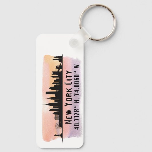 Porte-clés Latitude et longitude de New York (Verso)