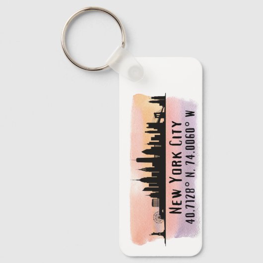 Porte-clés Latitude et longitude de New York (Recto)