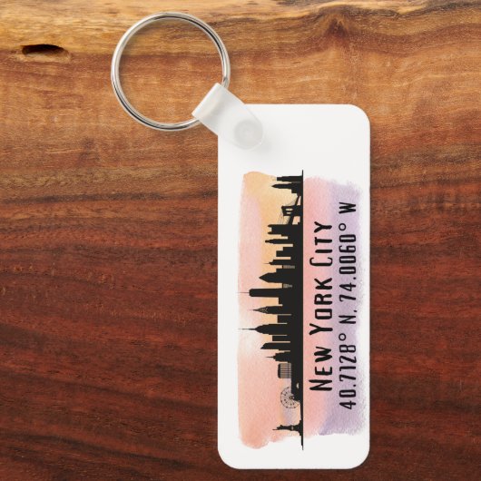 Porte-clés Latitude et longitude de New York (Recto)