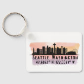 Porte-clés Latitude et Longitude de Seattle City Skyline (Verso)