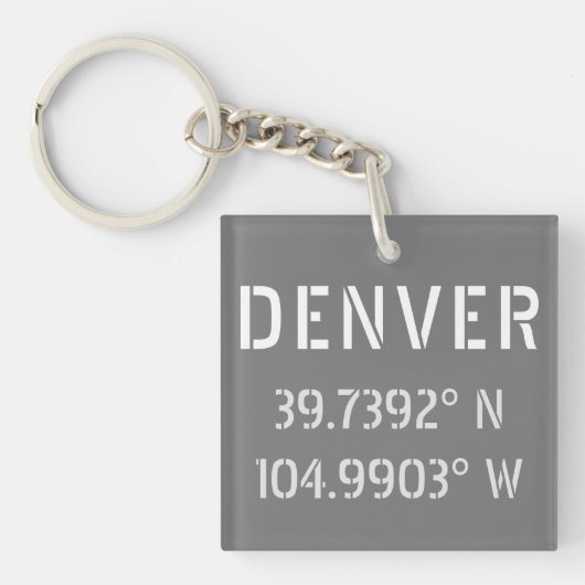 Porte-clés Latitude et longitude du Denver (Devant)