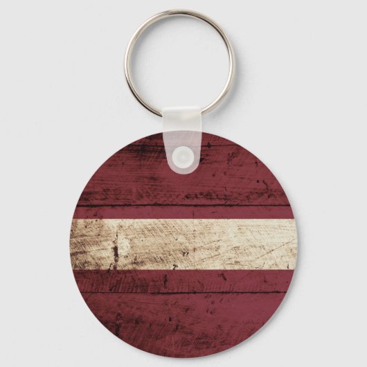 Porte-clés Latvia Flag on Old Wood Grain (Recto)