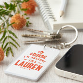 Porte-clés Lauren Nom personnalisé Anniversaire Cadeau (Devant droit)