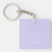 Porte-clés Lavande Purple Script Moderne Fille Monogramme Nom (Devant)
