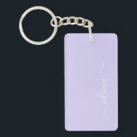 Porte-clés Lavande Purple Script Moderne Fille Monogramme Nom<br><div class="desc">Lavender Purple Simple Script Monogramme Nom Porte - clé. Cela rend le cadeau parfait pour 16 ans,  mariage,  douche nuptiale,  anniversaire,  baby shower ou bachelorette pour quelqu'un qui aime le luxe glam et les styles chic.</div>