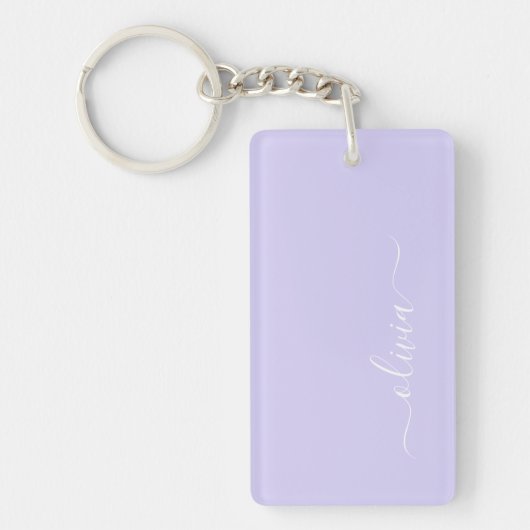 Porte-clés Lavande Purple Script Moderne Fille Monogramme Nom (Devant)