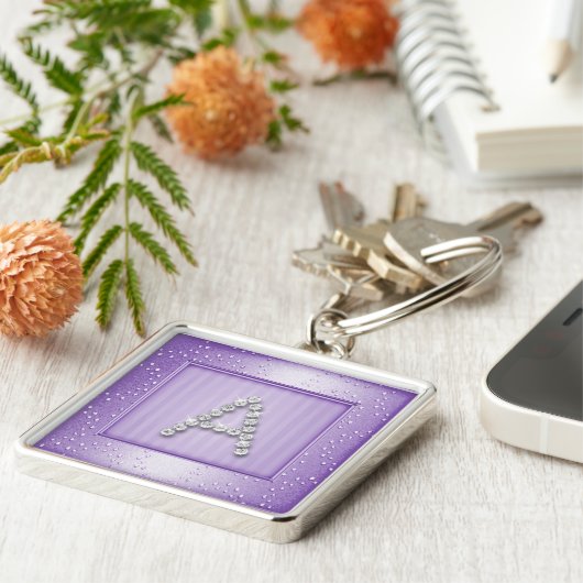 Porte-clés Lavendar Shimmer et Sparkle avec Monogramme (Côté)