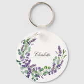 Porte-clés Lavender eucalyptus vert nom floral script (Verso)