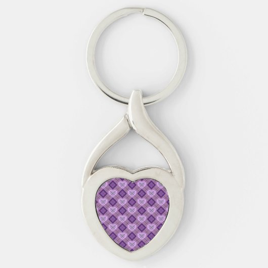 Porte-clés Lavender Heart Purple Diamond Argyle Pattern (Devant)
