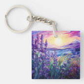 Porte-clés Lavender in field, mountain background keychain (Devant)