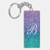 Porte-clés Lavender Purple & Teal Aqua Green Sparkly Glitter (Devant gauche)