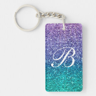Porte-clés Lavender Purple & Teal Aqua Green Sparkly Glitter