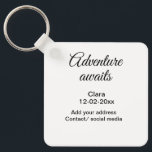 Porte-clés L'aventure commence ajouter nom date année lieu<br><div class="desc">Conception</div>