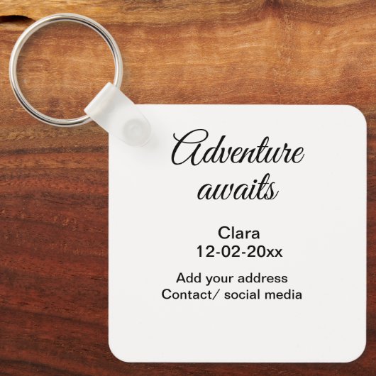 Porte-clés L'aventure commence ajouter nom date année lieu (Recto)