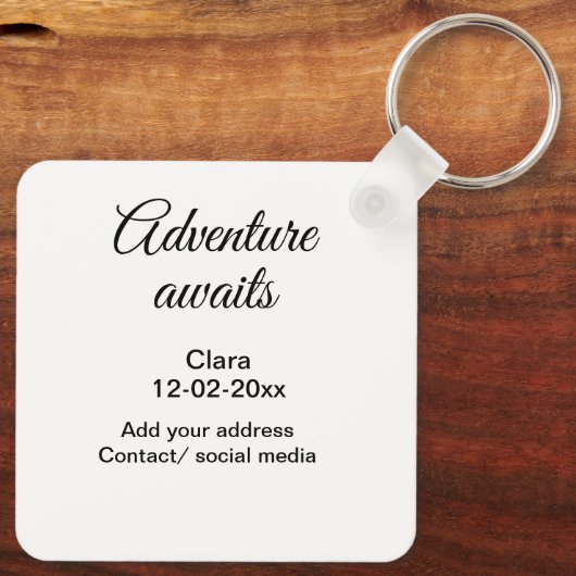 Porte-clés L'aventure commence ajouter nom date année lieu (Verso)