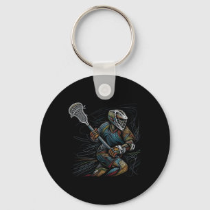Porte-clés Lax Lacrosse Lecteur Ligne Art Abstrait Couleur