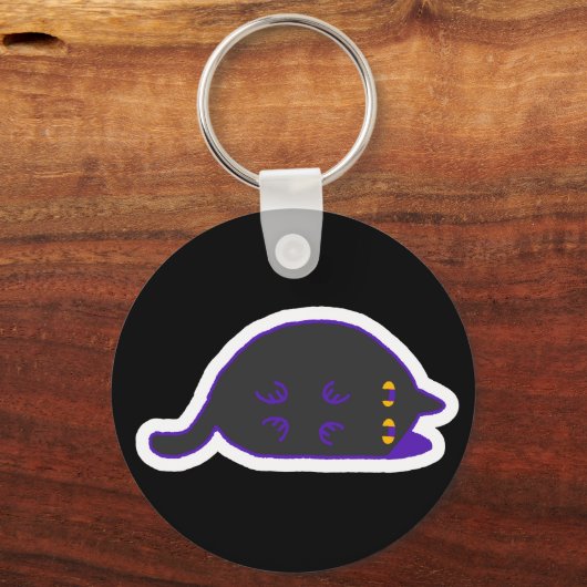 Porte-clés Lay Down Chonky Black Cat Keychain  (Recto)