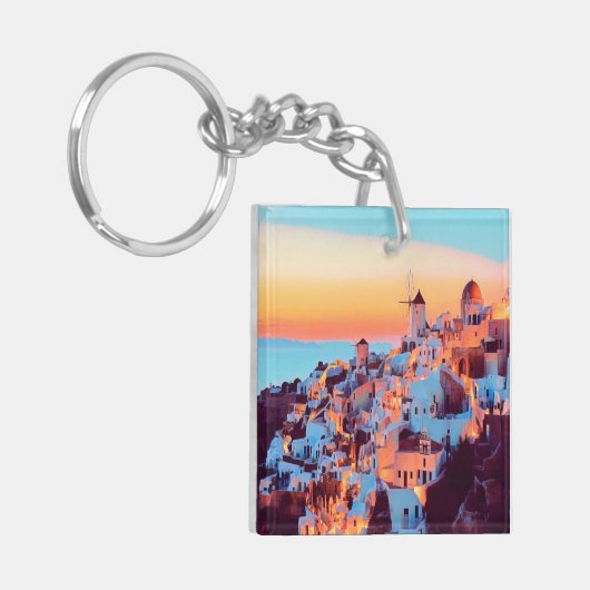 Porte-clés ldp SANTORINI - panorama - par nuit (Devant gauche)