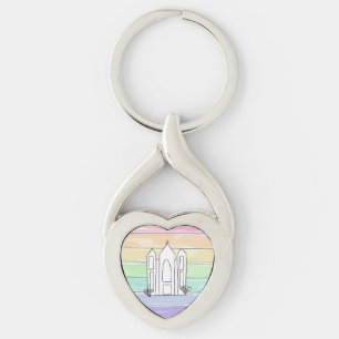 Porte-clés LDS Salt Lake City Temple arc-en-ciel couchant mor
