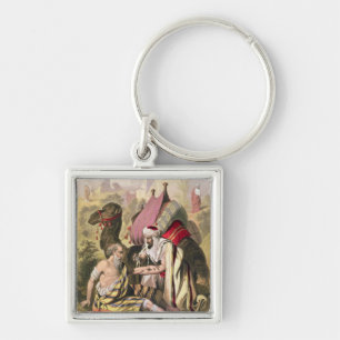 Porte-clés Le bon Samaritain, d'une bible imprimée par