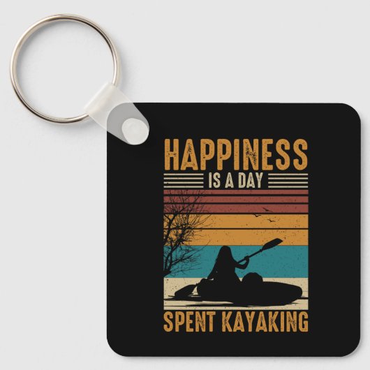 Porte-clés Le bonheur est une journée passée à Kayak (Recto)