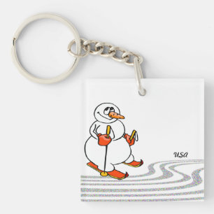 Porte-clés Le Bonhomme de Neige Skiant -
