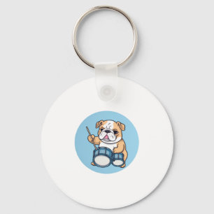 Porte-clés Le Bulldog qui tambourine Rythmes et Bulldog Groov