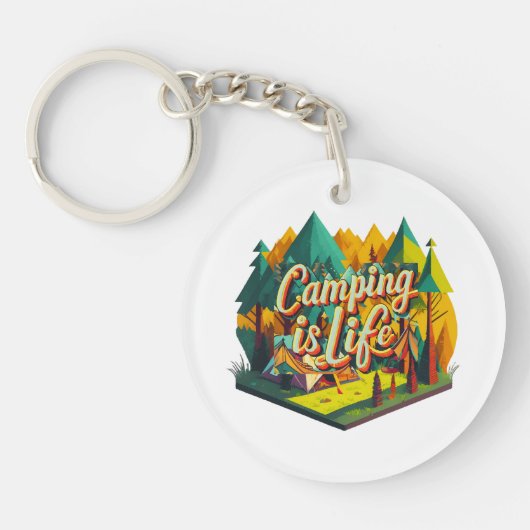 Porte-clés Le camping est la vie (Devant)