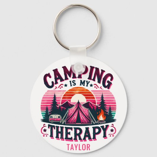 Porte-clés Le Camping Est Ma Thérapie (Recto)