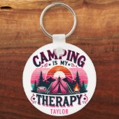 Porte-clés Le Camping Est Ma Thérapie (Verso)