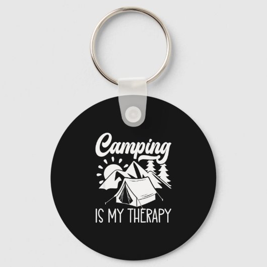 Porte-clés Le camping est ma thérapie (Recto)