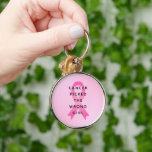 Porte-clés Le cancer a pris la mauvaise citation rose de la f<br><div class="desc">Le porte - clé utilise l'expression "Cancer Picked the Wrong Girl" en lettres noires modernes avec un ruban rose symbolique et un arrière - plan dégradé rose. Un cadeau de conservation bien pensé pour un guerrier du cancer du sein.</div>